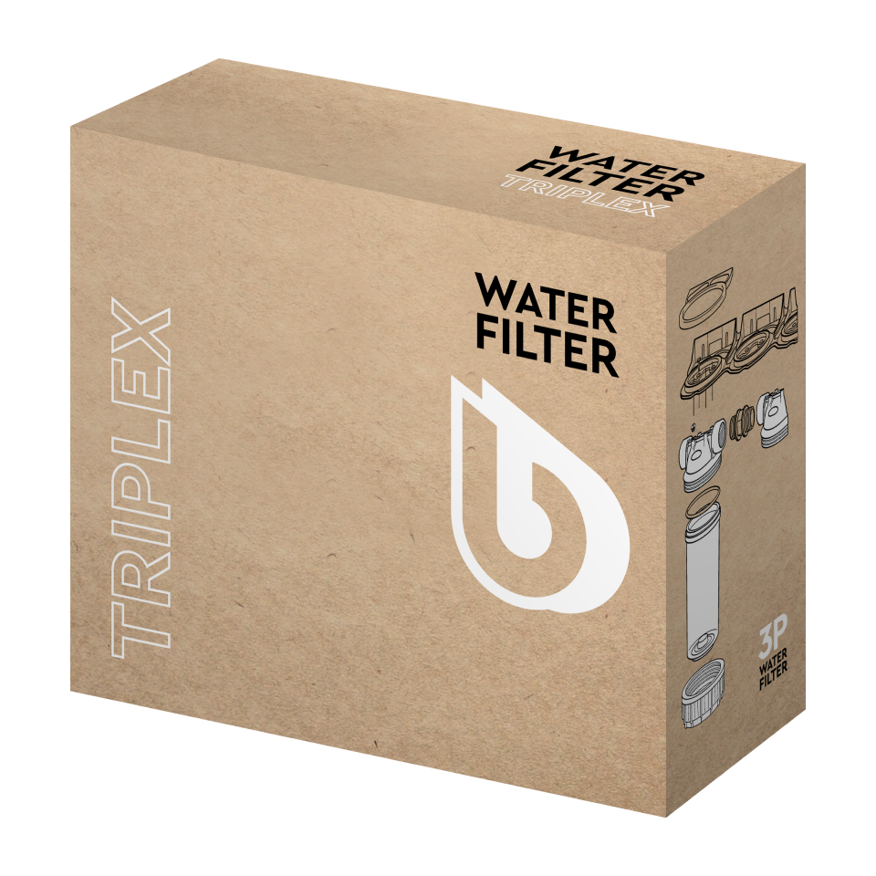 Plastic housing filter 3P ECO TRIPLEX 9" ¾ transparent PET bowl ½ – ½"