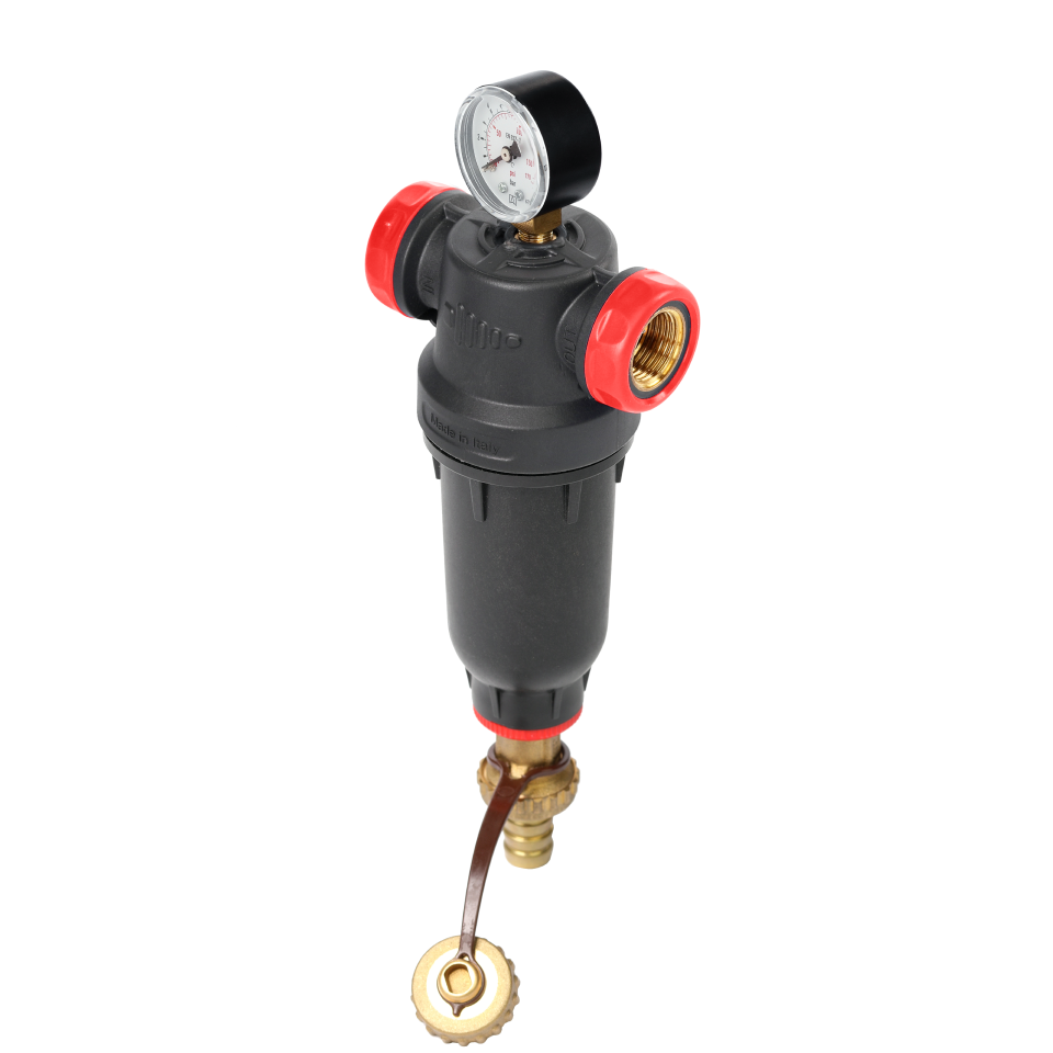 Self-Cleaning PA-R filter with 304 stainless steel mesh cartridges. with ½” FM and ¾” M connection