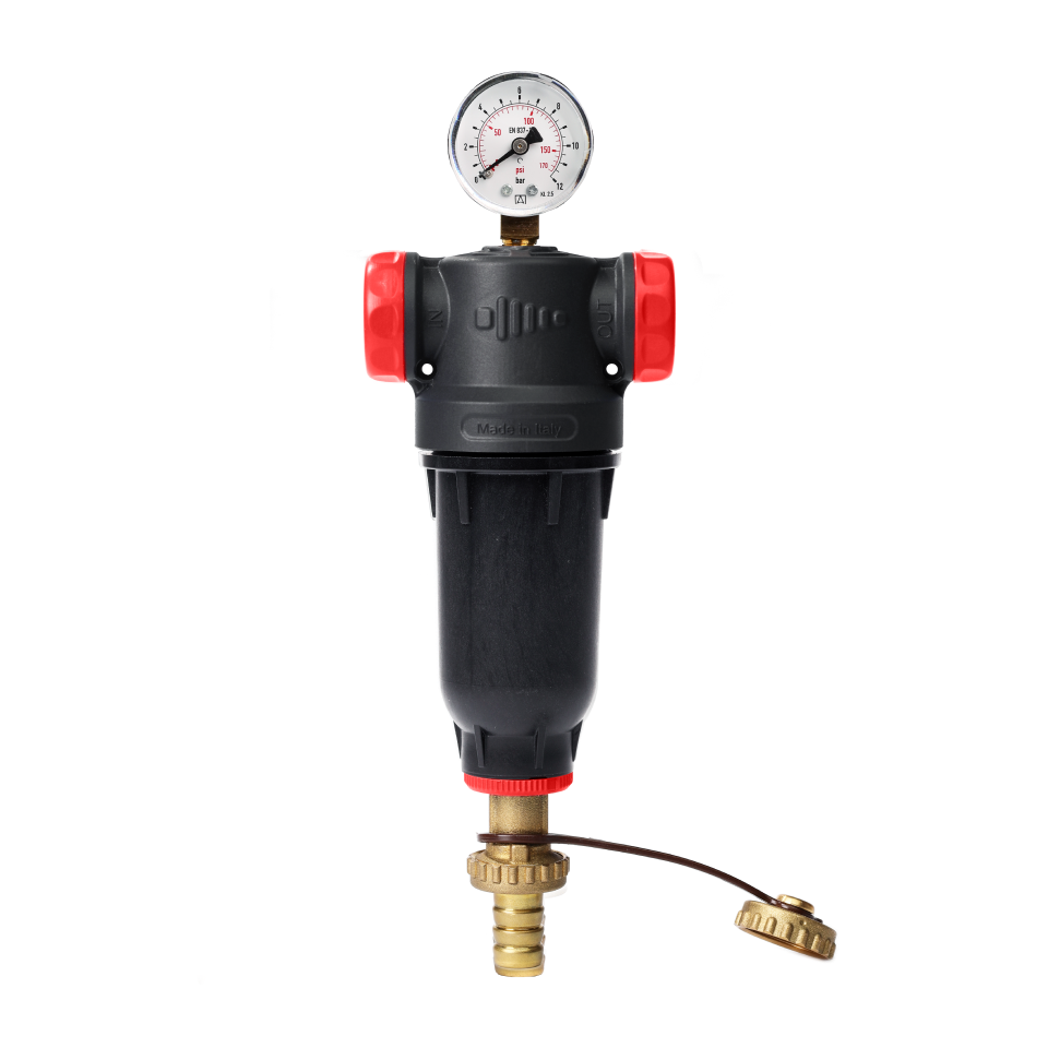 Self-Cleaning PA-R filter with 304 stainless steel mesh cartridges. with ½” FM and ¾” M connection