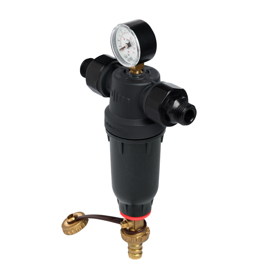 Self-Cleaning PA-R filter with 304 stainless steel mesh cartridges. with ½” FM and ¾” M connection