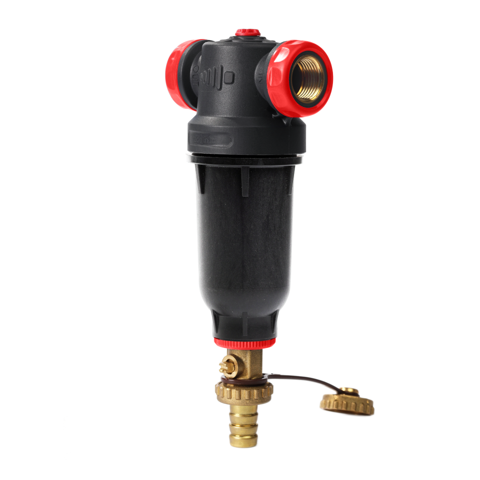 Self-Cleaning PA-R filter with 304 stainless steel mesh cartridges. with ½” FM and ¾” M connection