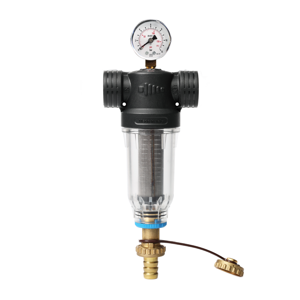 Self-Cleaning SAN filter with 304 stainless steel mesh cartridges. ½" F