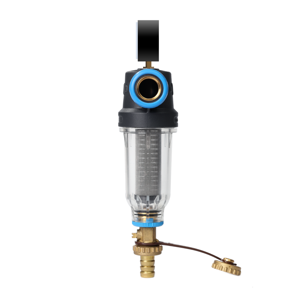 Self-Cleaning SAN filter with 304 stainless steel mesh cartridges with ½” FM and ¾” M connection