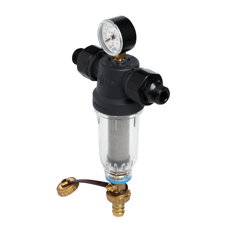 Self-Cleaning SAN filter with 304 stainless steel mesh cartridges with ½” FM and ¾” M connection