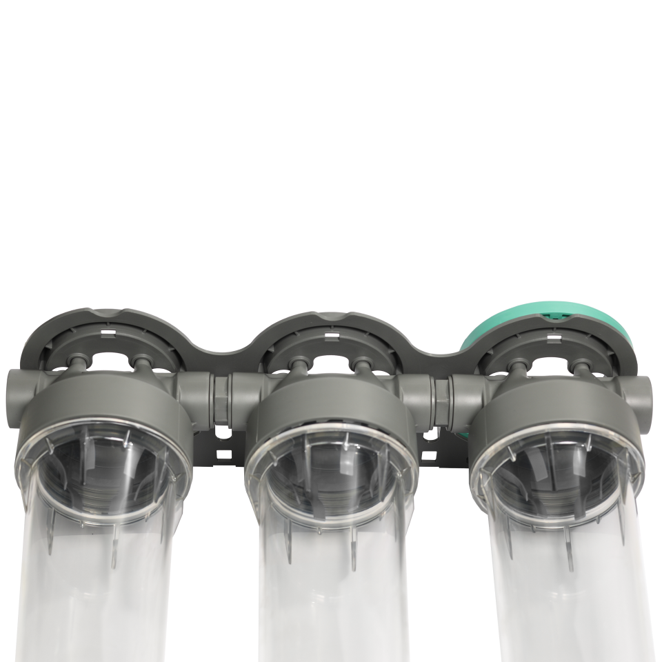 2P housing ECO TRIPLEX 9" ¾ transparent PET bowl 1 – 1"