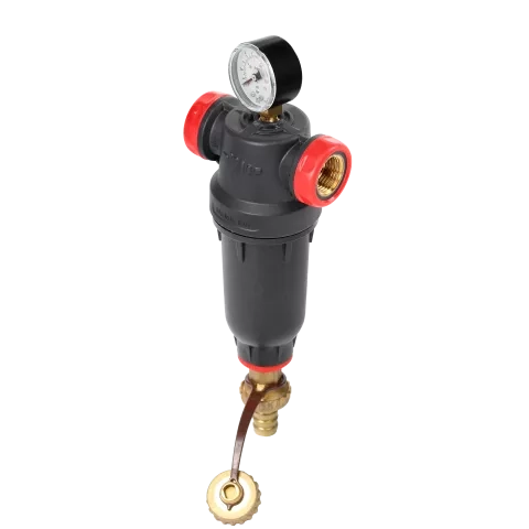 Self-Cleaning PA-R filter with 304 stainless steel mesh cartridges. with ½” FM and ¾” M connection